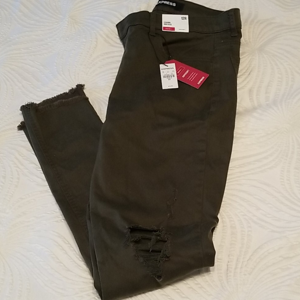 Green high rise skinny Jean's